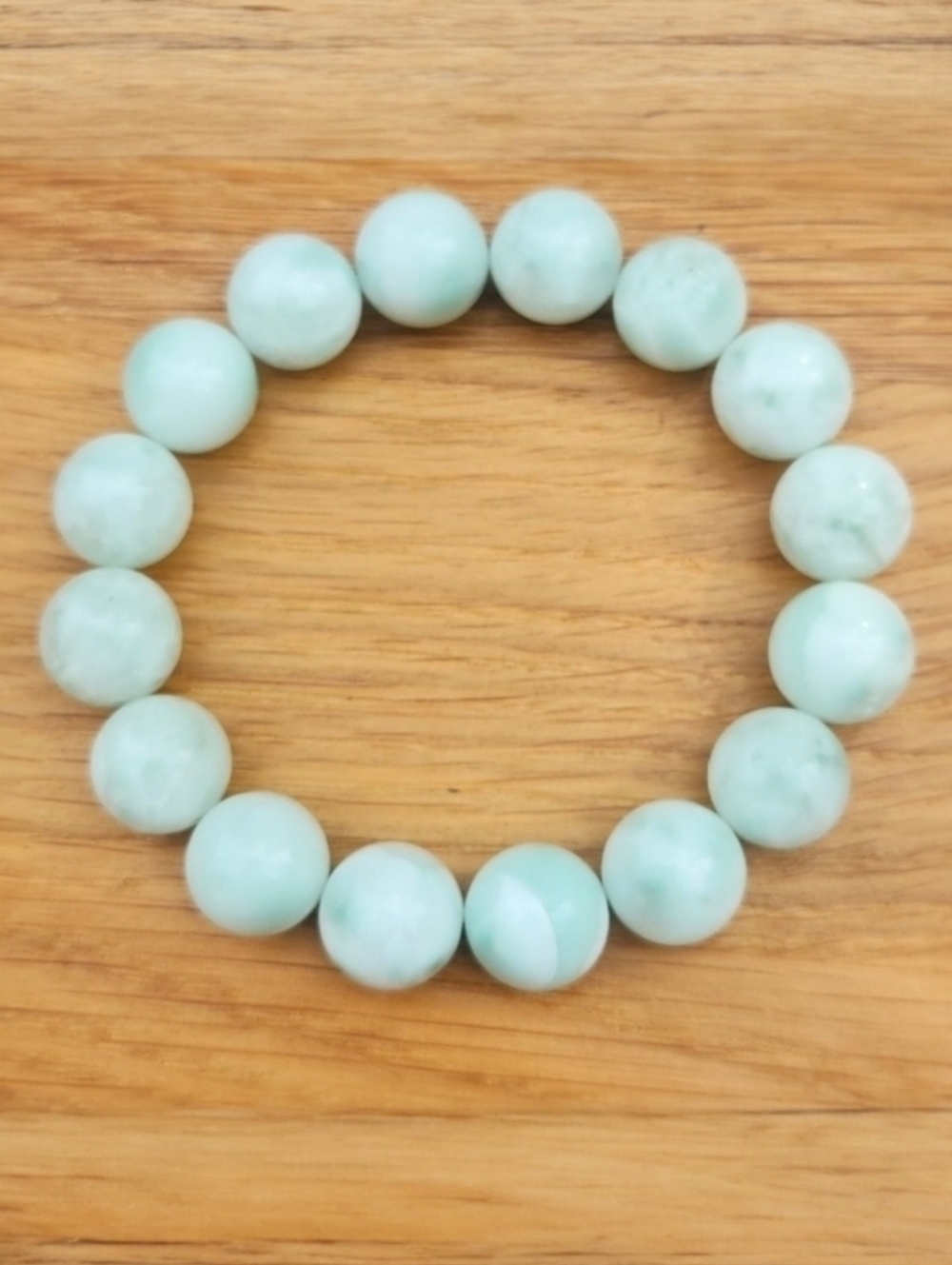 Green Angelite Beads Stretch Bracelet, Hand Crafted